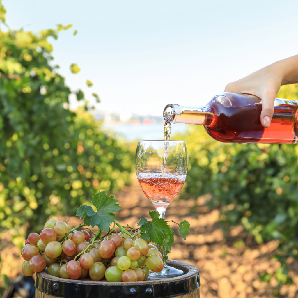 Organic wine pouring