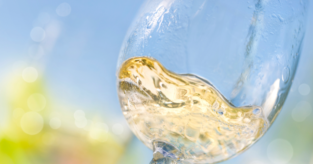 Glass of white wine in summer