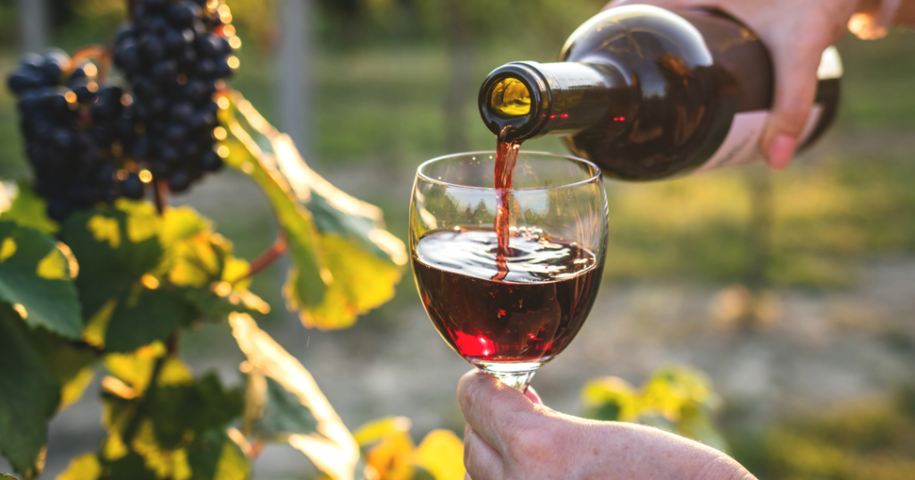 shiraz pouring into glass in heathcote vineyard